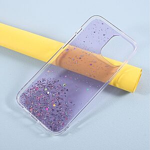 Θήκη iPhone 12 Pro Max OEM πλάτη Epoxy με διακριτικό γκλίτερ και αντικραδασμικό TPU μωβ - Image 5