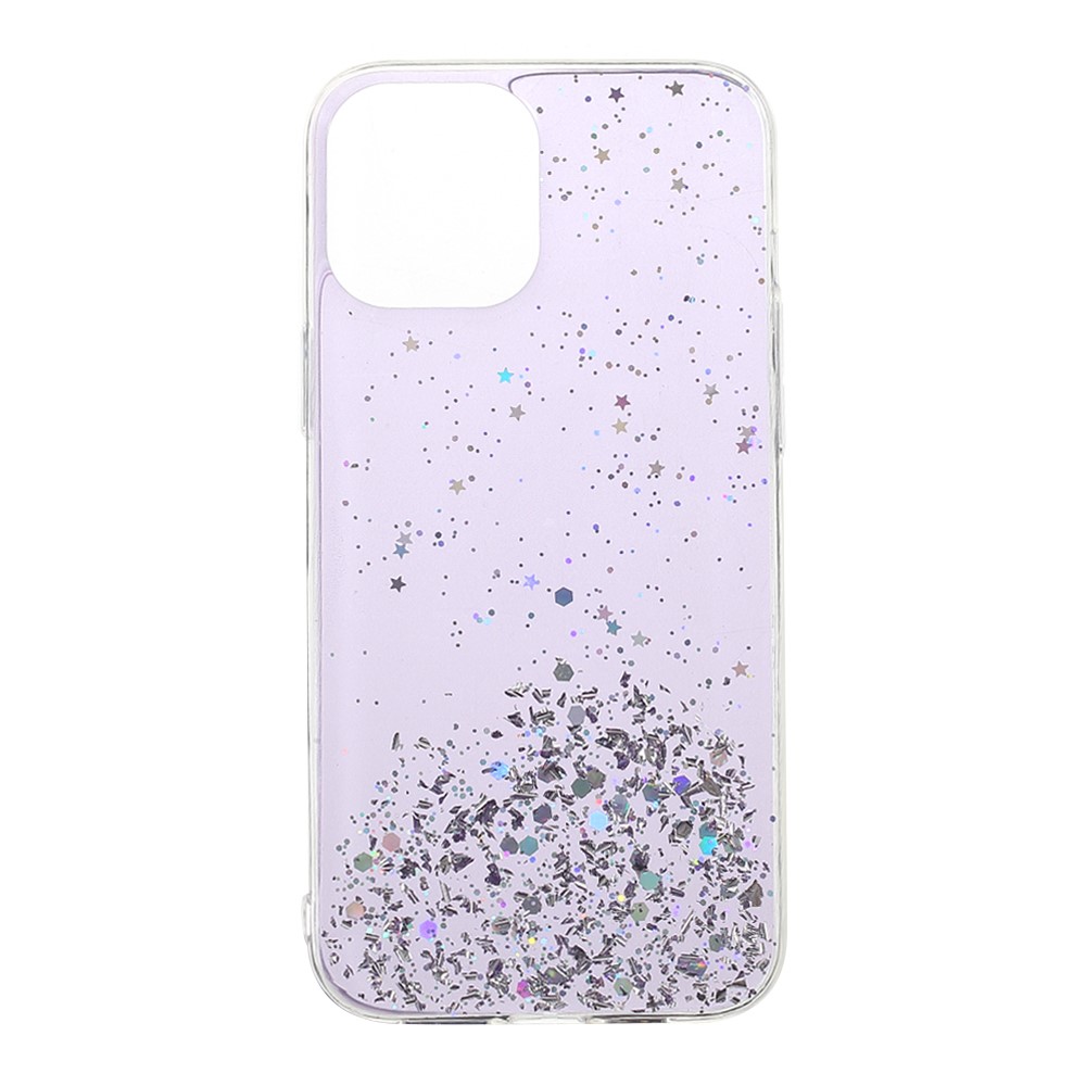 Θήκη iPhone 12 Pro Max OEM πλάτη Epoxy με διακριτικό γκλίτερ και αντικραδασμικό TPU μωβ