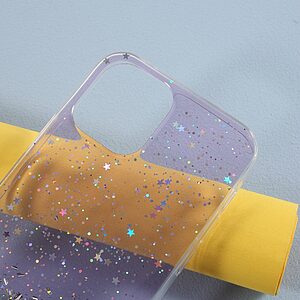 Θήκη iPhone 12 / 12 Pro OEM πλάτη Epoxy με διακριτικό γκλίτερ και αντικραδασμικό TPU μωβ - Image 3