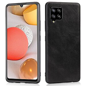 Θήκη Samsung Galaxy A42 OEM πλάτη Crazy Horse Leather από συνθετικό δέρμα και σκληρό TPU μαύρο
