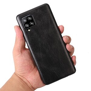 Θήκη Samsung Galaxy A42 OEM πλάτη Crazy Horse Leather από συνθετικό δέρμα και σκληρό TPU μαύρο - Image 4