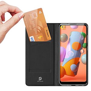 υποδοχή καρτών και μαγνητικό κούμπωμα Flip Wallet από συνθετικό δέρμα και TPU μαύρο