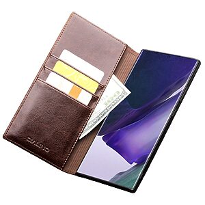 Θήκη Samsung Galaxy Note 20 QIALINO book από Premium αυθεντικό δέρμα Genuine Cowhide καφέ - Image 5
