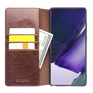 Θήκη Samsung Galaxy Note 20 Ultra QIALINO book από Premium αυθεντικό δέρμα Genuine Cowhide καφέ - Image 3