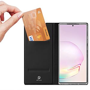 υποδοχή καρτών και μαγνητικό κούμπωμα Flip Wallet από συνθετικό δέρμα και TPU μαύρο