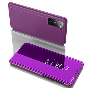 Θήκη Samsung Galaxy S20 FE OEM Mirror Surface Series Flip Window δερματίνη χρυσό μωβ