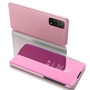 Θήκη Xiaomi Mi 10T / Mi 10T Pro OEM Mirror Surface Series Flip Window δερματίνη χρυσό ροζ χρυσό