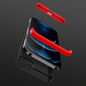 Θήκη GKK Full body Protection 360° από σκληρό πλαστικό για iPhone 12 Pro μαύρο / κόκκινο - Image 3