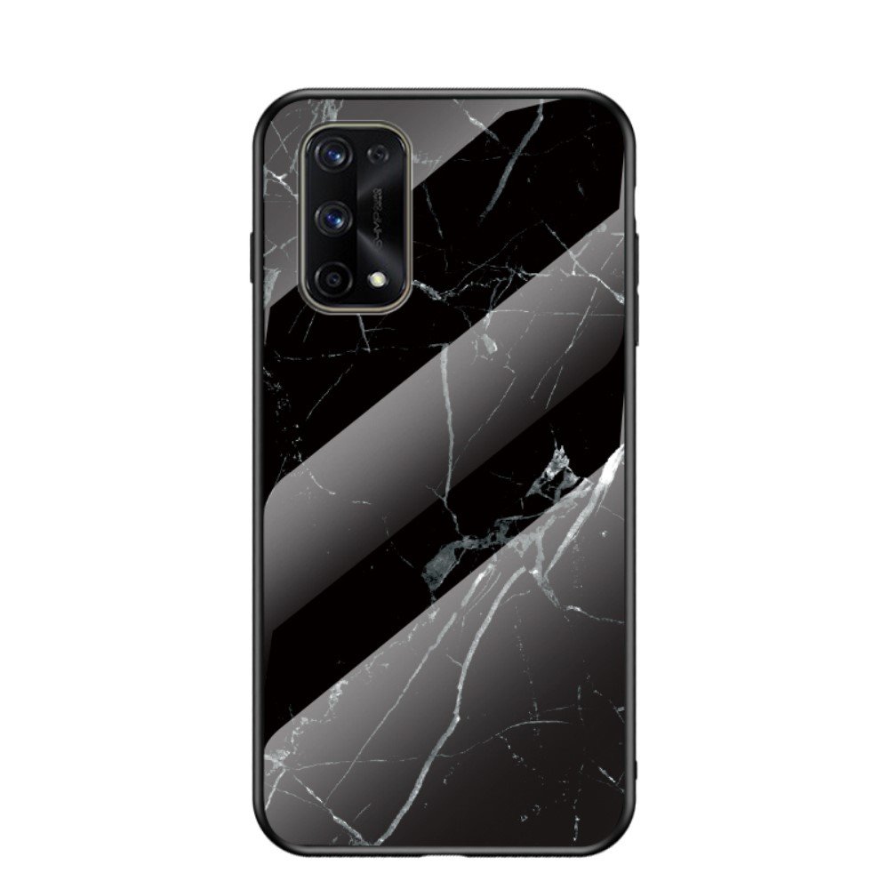 Θήκη Realme 7 Pro OEM σχέδιο Marble με Πλάτη Tempered Glass TPU μαύρο Θήκη Realme 7 Pro OEM σχέδιο Marble με Πλάτη Tempered Glass TPU μαύρο