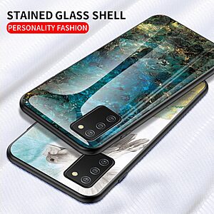 Θήκη Samsung Galaxy A02S OEM σχέδιο Marble με Πλάτη Tempered Glass TPU σμαραγδί - Image 3