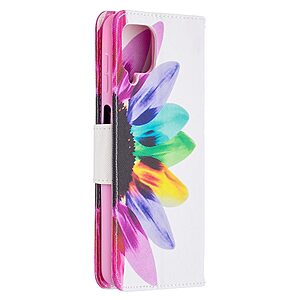 Θήκη Samsung Galaxy A12 / M12 OEM Colorful Petals με βάση στήριξης, υποδοχές καρτών και μαγνητικό κούμπωμα Flip Wallet από συνθετικό δέρμα και TPU - Image 4
