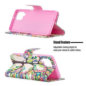 Θήκη Samsung Galaxy A12 / M12 OEM Colorized Tree με βάση στήριξης, υποδοχές καρτών και μαγνητικό κούμπωμα Flip Wallet από συνθετικό δέρμα και TPU - Image 5