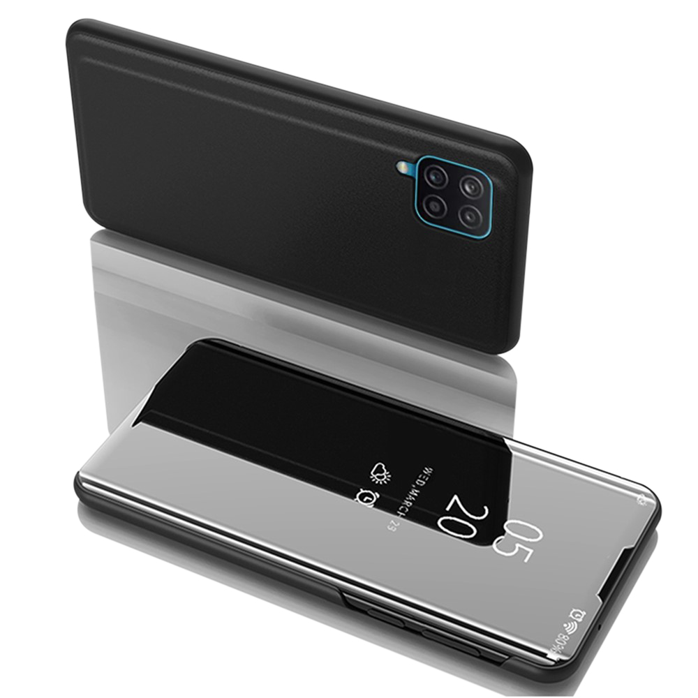 Θήκη Samsung Galaxy A12 OEM Mirror Surface Series Flip Window δερματίνη μαύρο