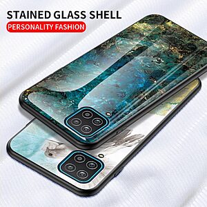 Θήκη Samsung Galaxy A12 / M12 OEM σχέδιο Marble με Πλάτη Tempered Glass TPU - Image 3