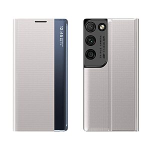 Θήκη Samsung Galaxy S21 Ultra OEM Half Mirror Active Smart View Stand Cover με μαγνητικό κούμπωμα από συνθετικό δέρμα γκρι