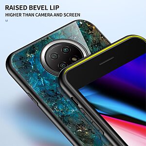 Θήκη Xiaomi Redmi Note 9T OEM σχέδιο Marble με Πλάτη Tempered Glass TPU σμαραγδί - Image 5