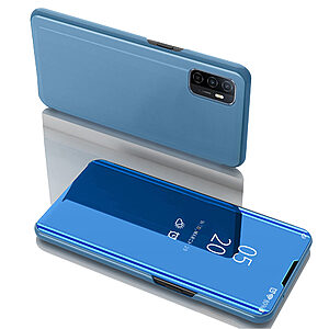 Θήκη Samsung Galaxy A32 5G OEM Mirror Surface Series Flip Window δερματίνη γαλάζιο