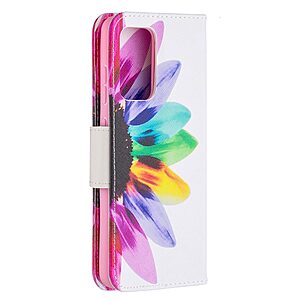 Θήκη Samsung Galaxy A52 4G / 5G / A52S OEM Colorful Petals με βάση στήριξης, υποδοχές καρτών και μαγνητικό κούμπωμα Flip Wallet από συνθετικό δέρμα και TPU - Image 3