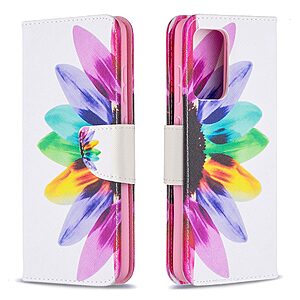 Θήκη Samsung Galaxy A52 4G / 5G / A52S OEM Colorful Petals με βάση στήριξης, υποδοχές καρτών και μαγνητικό κούμπωμα Flip Wallet από συνθετικό δέρμα και TPU - Image 4