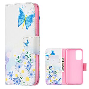 Θήκη Samsung Galaxy A52 4G / 5G OEM Blue Butterfly & Flowers με βάση στήριξης