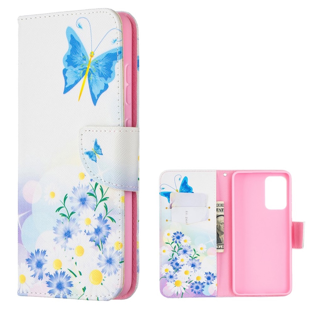 Θήκη Samsung Galaxy A52 4G / 5G OEM Blue Butterfly & Flowers με βάση στήριξης Θήκη Samsung Galaxy A52 4G / 5G OEM Blue Butterfly & Flowers με βάση στήριξης