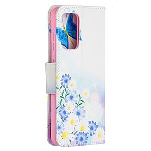 Θήκη Samsung Galaxy A52 4G / 5G / A52S OEM Blue Butterfly & Flowers με βάση στήριξης, υποδοχές καρτών και μαγνητικό κούμπωμα Flip Wallet από συνθετικό δέρμα και TPU - Image 3