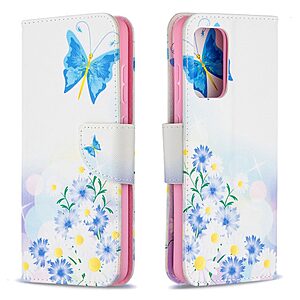 Θήκη Samsung Galaxy A52 4G / 5G / A52S OEM Blue Butterfly & Flowers με βάση στήριξης, υποδοχές καρτών και μαγνητικό κούμπωμα Flip Wallet από συνθετικό δέρμα και TPU - Image 4