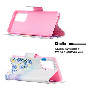 Θήκη Samsung Galaxy A52 4G / 5G / A52S OEM Blue Butterfly & Flowers με βάση στήριξης, υποδοχές καρτών και μαγνητικό κούμπωμα Flip Wallet από συνθετικό δέρμα και TPU - Image 5