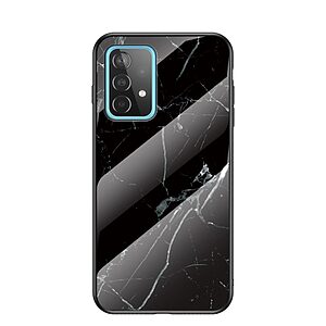 Θήκη Samsung Galaxy A52 4G / 5G OEM σχέδιο Marble με Πλάτη Tempered Glass TPU μαύρο