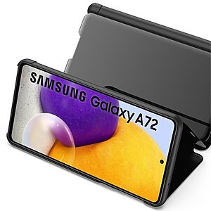 Θήκη Samsung Galaxy A72 4G / 5G OEM Mirror Surface Series Flip Window δερματίνη μαύρο - Image 4