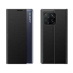 Θήκη Xiaomi Mi 11 OEM Half Mirror Active Smart View Stand Cover με μαγνητικό κούμπωμα από συνθετικό δέρμα μαύρο