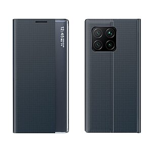 Θήκη Xiaomi Mi 11 OEM Half Mirror Active Smart View Stand Cover με μαγνητικό κούμπωμα από συνθετικό δέρμα μπλε