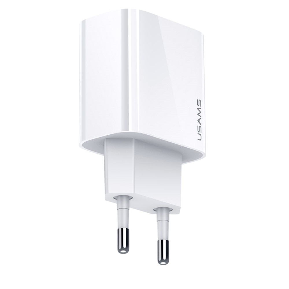 USAMS US-CC T34 PD Quick Charge επιτοίχιος φορτιστής Type C - 20W - λευκό USAMS US-CC T34 PD Quick Charge επιτοίχιος φορτιστής Type C - 20W - λευκό