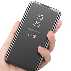 Θήκη Xiaomi Redmi Note 10 / 10S / Poco M5s OEM Mirror Surface Series Flip Window δερματίνη ασημί - Image 4