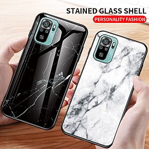 Θήκη Xiaomi Redmi Note 10 / 10S / Poco M5s OEM σχέδιο Marble με Πλάτη Tempered Glass TPU μαύρο - Image 3