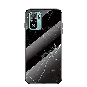 Θήκη Xiaomi Redmi Note 10 / 10S OEM σχέδιο Marble με Πλάτη Tempered Glass TPU μαύρο