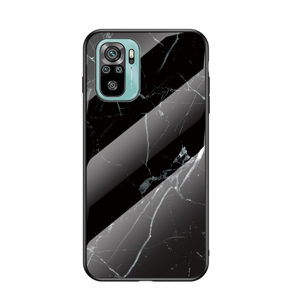 Θήκη Xiaomi Redmi Note 10 / 10S OEM σχέδιο Marble με Πλάτη Tempered Glass TPU μαύρο Θήκη Xiaomi Redmi Note 10 / 10S OEM σχέδιο Marble με Πλάτη Tempered Glass TPU μαύρο