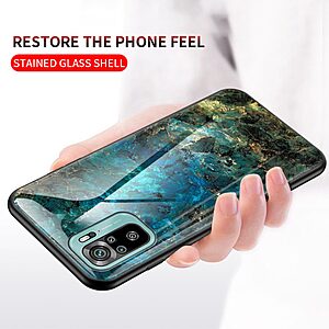 Θήκη Xiaomi Redmi Note 10 / 10S / Poco M5s OEM σχέδιο Marble με Πλάτη Tempered Glass TPU σμαραγδί - Image 3
