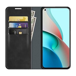 υποδοχές καρτών και εσωτερικό μαγνητικό κούμπωμα Flip Wallet από συνθετικό δέρμα μαύρο