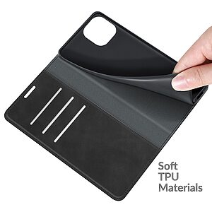 Θήκη Xiaomi Mi 11 Lite / 5G / NE Mad Mask Leather Wallet Case V2 με βάση στήριξης, υποδοχές καρτών και εσωτερικό μαγνητικό κούμπωμα Flip Wallet από συνθετικό δέρμα μαύρο - Image 5