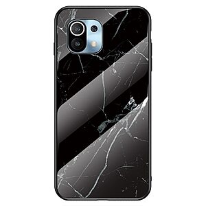 Θήκη Xiaomi Mi 11 Lite 4G / 5G OEM σχέδιο Marble με Πλάτη Tempered Glass TPU μαύρο