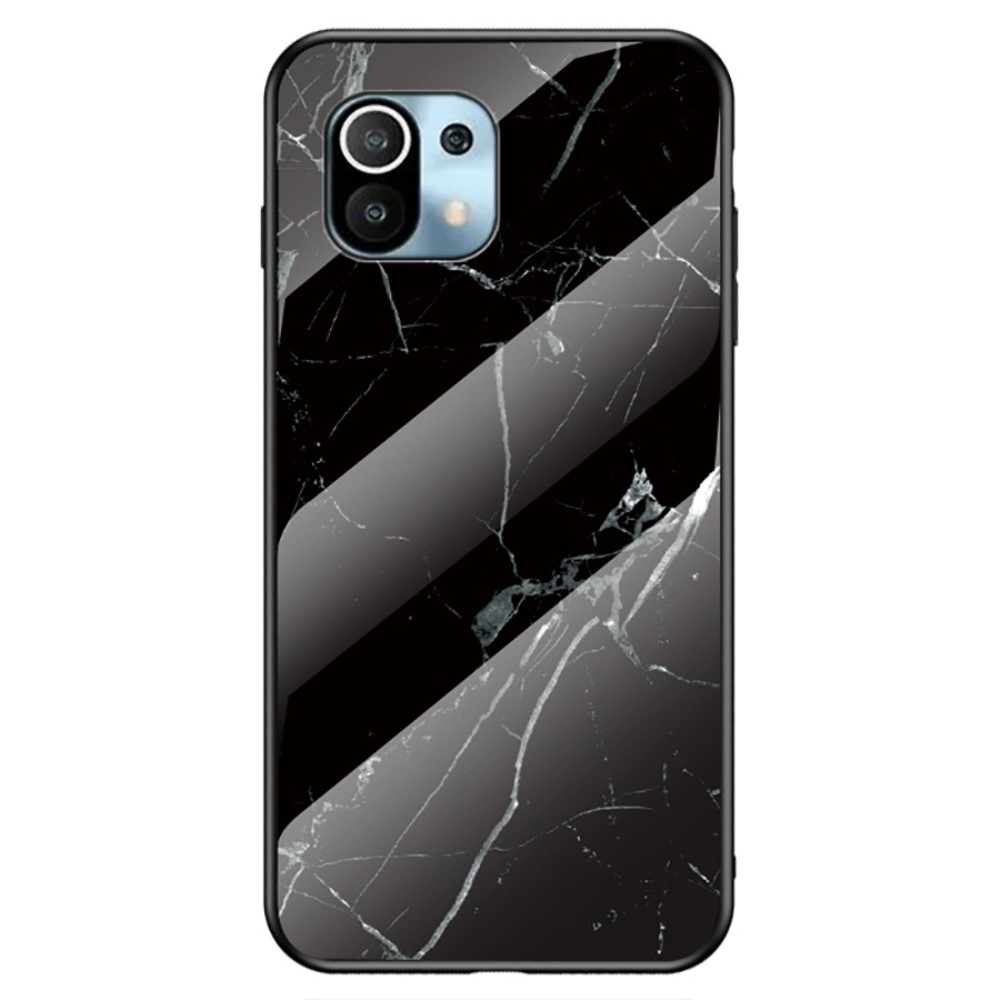 Θήκη Xiaomi Mi 11 Lite 4G / 5G OEM σχέδιο Marble με Πλάτη Tempered Glass TPU μαύρο Θήκη Xiaomi Mi 11 Lite 4G / 5G OEM σχέδιο Marble με Πλάτη Tempered Glass TPU μαύρο
