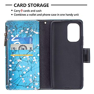 Θήκη Xiaomi Poco F3 / Mi 11i OEM Wintersweet Πορτοφόλι με βάση στήριξης, υποδοχές καρτών με φερμουάρ και μαγνητικό κούμπωμα από συνθετικό δέρμα και TPU - Image 5