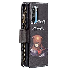 Θήκη Xiaomi Poco F3 / Mi 11i OEM Angry bear with chainsaw Πορτοφόλι με βάση στήριξης, υποδοχές καρτών με φερμουάρ και μαγνητικό κούμπωμα από συνθετικό δέρμα και TPU - Image 3