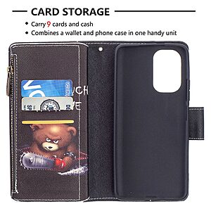 Θήκη Xiaomi Poco F3 / Mi 11i OEM Angry bear with chainsaw Πορτοφόλι με βάση στήριξης, υποδοχές καρτών με φερμουάρ και μαγνητικό κούμπωμα από συνθετικό δέρμα και TPU - Image 5