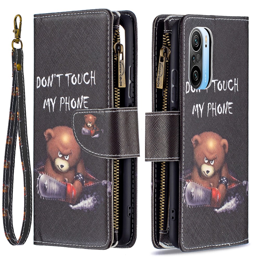 Θήκη Xiaomi Poco F3 OEM Angry bear with chainsaw Πορτοφόλι με βάση στήριξης Θήκη Xiaomi Poco F3 OEM Angry bear with chainsaw Πορτοφόλι με βάση στήριξης