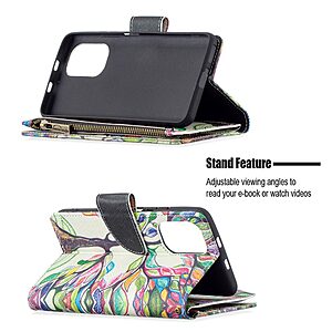 Θήκη Xiaomi Poco F3 / Mi 11i OEM Colorized Tree Πορτοφόλι με βάση στήριξης, υποδοχές καρτών με φερμουάρ και μαγνητικό κούμπωμα από συνθετικό δέρμα και TPU - Image 4