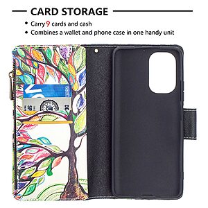 Θήκη Xiaomi Poco F3 / Mi 11i OEM Colorized Tree Πορτοφόλι με βάση στήριξης, υποδοχές καρτών με φερμουάρ και μαγνητικό κούμπωμα από συνθετικό δέρμα και TPU - Image 5