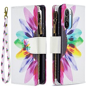 Θήκη Xiaomi Poco F3 OEM Colorful Petals Πορτοφόλι με βάση στήριξης