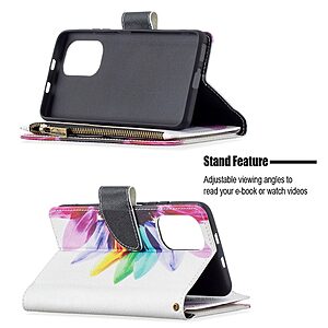 Θήκη Xiaomi Poco F3 / Mi 11i OEM Colorful Petals Πορτοφόλι με βάση στήριξης, υποδοχές καρτών με φερμουάρ και μαγνητικό κούμπωμα από συνθετικό δέρμα και TPU - Image 4